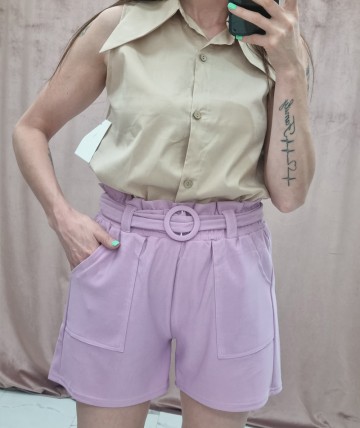Shorts con cintura rosa